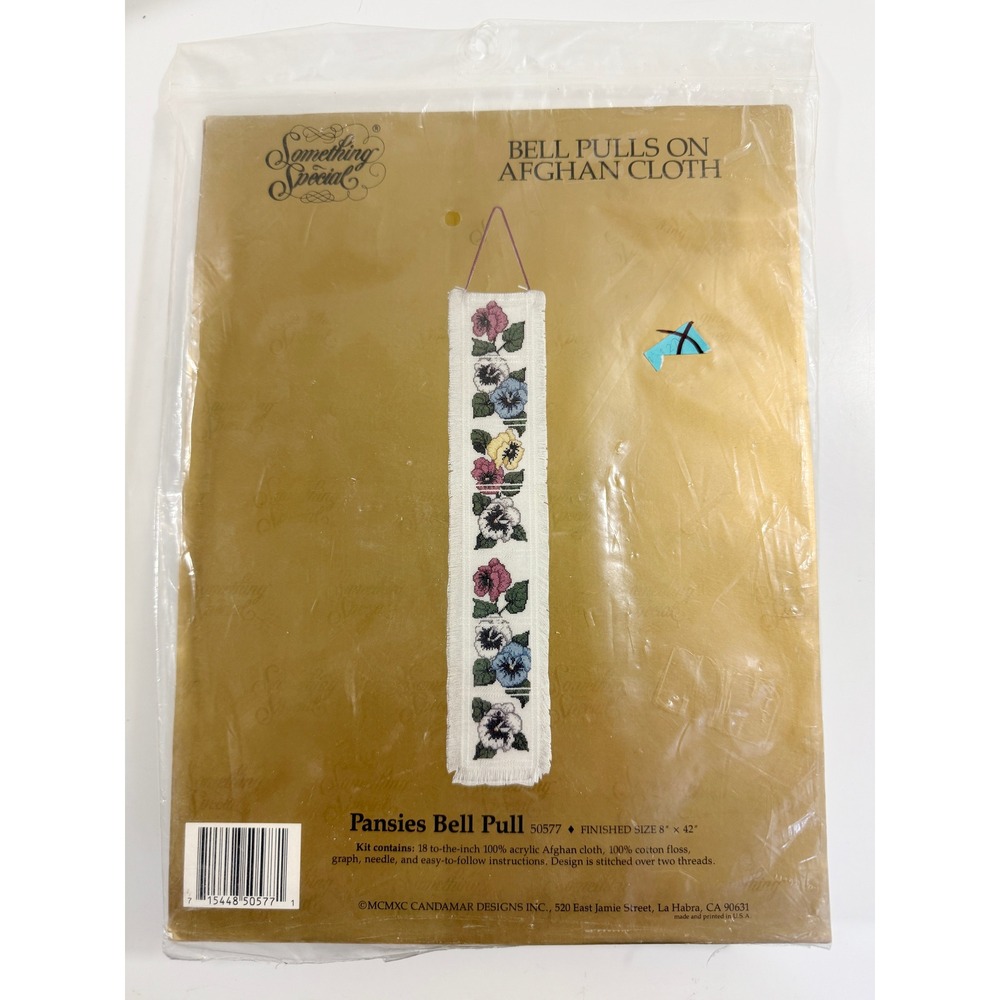 Something Special Pansies Bell Pull Kit Unisex 8x42 White Cross Stitch 50577